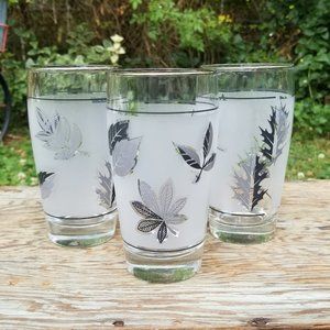 Vintage Libbey Silver Foliage Beverage Glasses